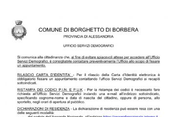 Modalità accesso Ufficio Servizi Demografici.